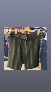Aistore051 Celana pendek motif 7/8 salur import plus sabuk