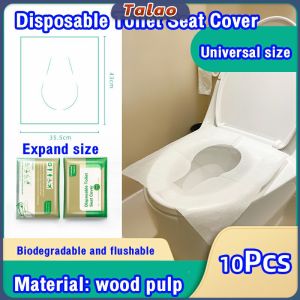 Talao 10Pcs Eco-Friendly Travel Hotel Public Bathroom Use Paper Portable WC Disposable Toilet Seat Cover