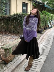 PEIZIXUAN | Korean Style Purple Knitwear Set Autumn Wear