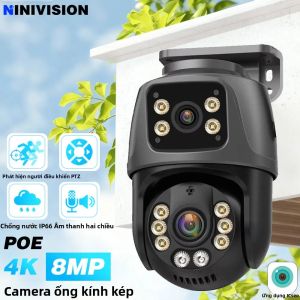 Camera IP POE Màn Hình Kép 8MP ICSee 360 Độ °   Giám Sát Video Mạng Có Dây PTZ Với Tính Năng Phát Hiện Con Người Cho Camera Quan Sát Nhà Thông Minh