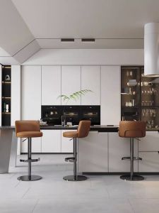 Modern Minimalist Stainless Steel Bar Chair Home Island Bar Stool Back Chair Adjustable Height Rotation Lightweight Front Desk Chair