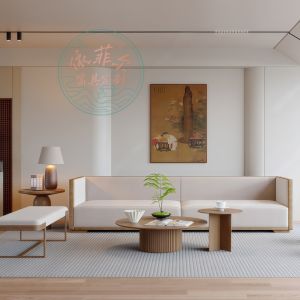 New Chinese Style Solid Wood Sofa Coffee Table Combination Modern Simple Living Room Hotel Homestay Club Original Wood Style Furniture