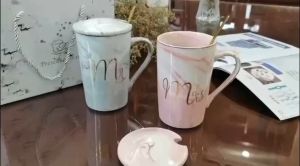 Personalized Mug 13.5 Oz Mr and Mrs Coffee Mugs Couple Bride and Groom Ceramic Marble Cute creative cup wedding gift