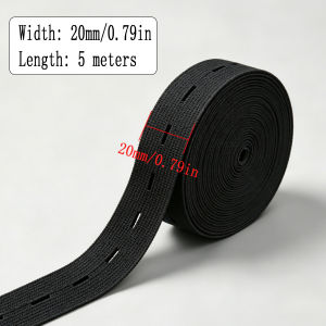 5M Button Hole Elastic Belt Sewing Elastic Bands with Buttonholes Flat Stretchable Bands Spool Knit Stretch Cord Belt 15/20/25mm