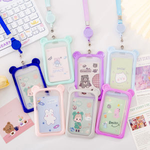 Card Holder With Strap | Colorful Cute Cartoon Card Case Cover | Color Series Card Holder | Portable Colorful Card Holder | Stationary Identity Card Bank Employee Name Tag Kids Gift Award School Tag | Ready Stock