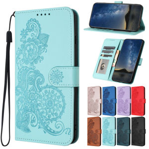 Embossing Flip Case for Xiaomi 15 14 14T 13 13T 12T 11T Pro Lite 5G Leather Wallet Lucky Flower Card Holders Phone Cover