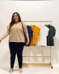 ATASAN BIGSIZE WANITA BLOUSE BIGSIZE JUMBO 05 / atasan wanita lengan pendek / bahan moscrepe