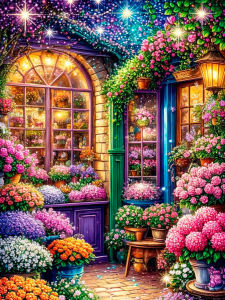 Huacan New Arrivals 2026 Diamond Painting Street Flower Shop Embroidery Landscape Decorative Paintings