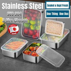 304 Stainless Food Container Stainless Steel Box Stainless Box Storage Food Sealed Storage Box Food Storage Containe Stainless Steel Fresh Keeping Box Fridge Frozen Storage Box Fruit Vegetable Sealing Container Box Heater Household Kitchen Fresh Keep Box