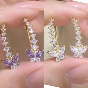 Elegant Purple Zircon Butterfly Ear Cuff Womens Fashion Jewelry Versatile Accessory Stylish Personality Ear Decorations