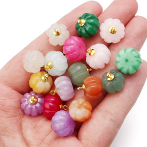 5pcs/Lot 12/14mm Natural Stone Pendant Charms Mini Pumpkin Charms for Jewelry Making DIY Necklace Earrings