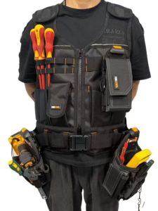 TOOLSTACK Heavy-Duty Work Vest Multi-Pocket Durable Breathable Construction Waistcoat Adjustable Multipurpose Electricians Vest