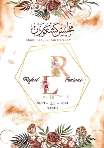 Kad Kahwin Design 48 | Digital | Aqiqah | Pertunangan | Hari Lahir | Warna Putih Coklat Keemasan