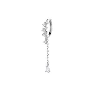 Super Flash Zirconium Diamond Tassel Chain Ear Clip Female Sweet Elegance Long Drop Shape Lost an Earring New Product