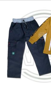 Setelan Outfit Cargo Anak Laki Laki 3-12 tahun Baju Kaos Lengan Panjang Celana Cargo Panjang Premium