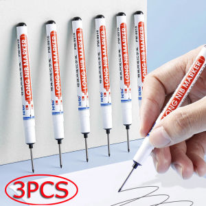 3pcs Longer Nib Metal Marker Supplies/ Tile Drawing Line Special Black Marker/ Waterproof Solid Color Marker for Deep Hole Marking