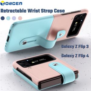 INOVAGEN Foldable Contrast Color Design Wristband Phone Case For Samsung Galaxy Z Flip 4 Flip 3Fingerprint Resistant Multiple Color Cover Full Protection Soft Cover Stand