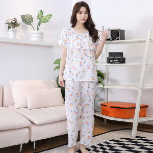 Summer New Style Cotton Silk Short Sleeve Sleepwear Casual Home Clothes for Women Elderly Anti-Protrusion Pure Cotton Silk Set