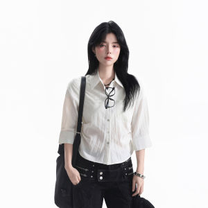zuocisankon | Youthful Textured Fitted Short Sleeve Shirt