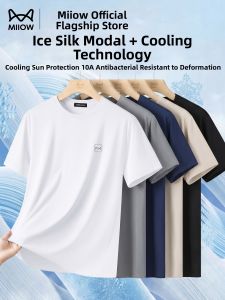 MiiOW | Summer New Round Neck Ice Silk Tencel Cotton T-Shirt