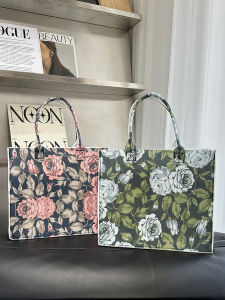 New Arrival Felt Bag Retro Large Capacity Totes Wrinkled Rose Jacquard Large Handbag Shoulder Bag Shopping Bag for Women