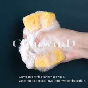 2pcs Eco-Friendly Biodegradable Cellulose Sponge Non-Scratch Pop-Up Kitchen Sponges for Dishwashing and Floor Cleaning Yellow Fade-Resistant