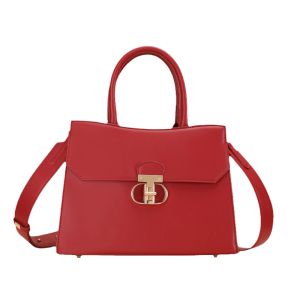 Red Wedding Bridal Bag Large Capacity Womens Handbag Fashionable Daily Use Carry-On Bag Soft PU Leather Zipper Closure