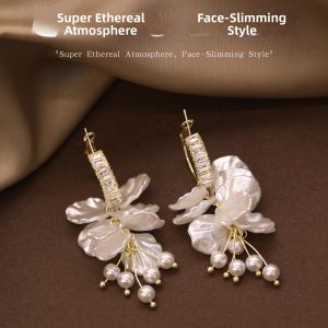 Pianist | Hypoallergenic Long Silver Pearl Tassel Earrings