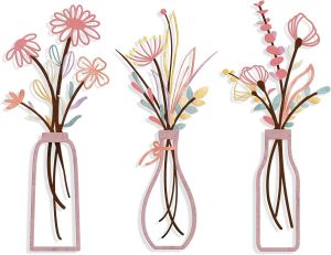 3 Pieces Metal Flowers Wall Art- Rustic Farmhouse Decor Minimalist Decor for Living Room Bathroom Bedroom Dining Housewarming