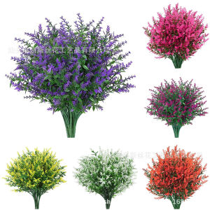 Artificial Lavender Flowers Outdoor UV Resistant Fake Flowers Faux Plastic Flowers Bulk for Outside Garden Porch Window Planters Decoration
