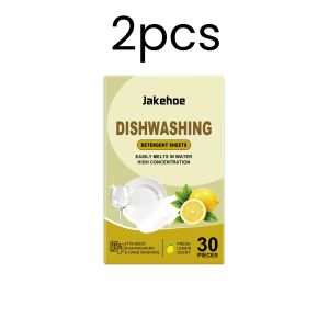 Jakehoe | Jakehoe Dishwashing Detergent Sheets Food Residue Removal Fast Dissolving High Concentration Tableware Cleaning Sheets 30pieces