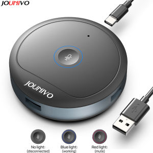 USB Conference Microphone with 3-Port Hub for Video Calls & Streaming – Crystal Clear Audio Plug & Play Noise Cancel