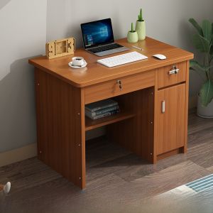 Modern Simple Office Desk Computer Table with Drawer Lock for Home Student Bedroom Small Book Desk Writing Desk Density Board