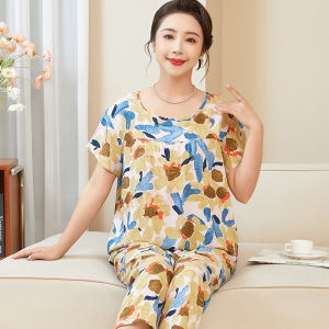 Ladieswear Summer Wear Suit 2024 New Arrival Middle-Aged and Elderly Womens Clothing Short Sleeve Western Style Mothers Day Clothes Poplin Pajamas 50 Years Old