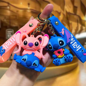 Anime Disney Keychain New Mickey Mouse Minnie Lilo & Stitch Doll Keyring Ornament Key Chain Car Pendant Kid Toys Gifts Wholesale