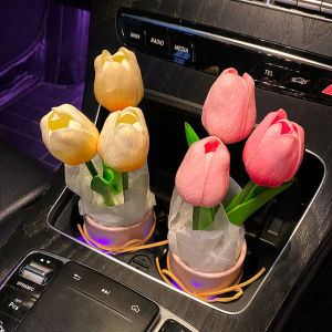 Tulip Car Decorations Interior Accessories Womens Ins Style Center Console Decoration Items Female Driver Car Interior Ornaments
