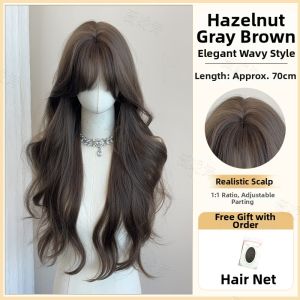 Wavy Long Curly Wig Air Bangs Natural Puffy Full Head