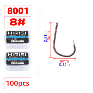 Hirisi 100pcs Barbed  Coated Carp Fishing Hooks with Eye Design in Japan Made by High Carbon Steel 8001 with Spliceable Box