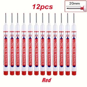 12Pcs/Set Multi-Purpose 20mm Deep Hole Long Nib Head Marker For Metal Perforating Pen Waterproof Bathroom Woodworking Decor Tool