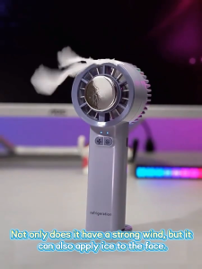 Mini Fan Rechargeable High Speed Refrigeration Fan 4800mAh Portable Fan Semiconductor 3S Cooling 16℃ Air Conditioner Strong Wind 3 Speed Adjustable can Stand or Hanging Turbo Fan