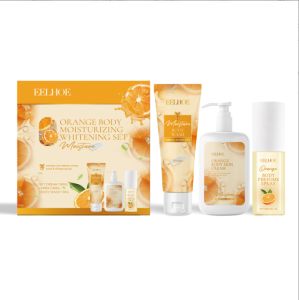 EELHOE Orange Body Moisturizing Set Moisturizing Lotion Perfume Spray Freshening Brightening Cleaning Moisturizing Hydrating Nourishing Aromatic Skin-Care Set
