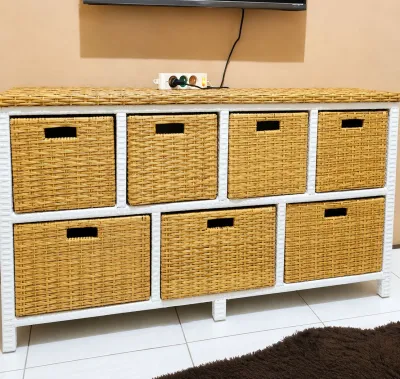 Redy Stok Lemari Laci Rotan Sintetis 7.Samping Meja Tv Rak Laci Serbaguna