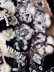 Long Cycle 3D Material Crystal Shell Light Butterfly Pattern Original Handmade Album Tape Whole Roll Adhesive Tape