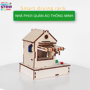 [STEM hot] Mô hình đồ chơi Giá Phơi Quần Áo Tự Động Cảm Biến Hạt Mưa. Sản phẩm mô hình stem lắp ráp gỗ công nghệ thông minh cho trẻ em