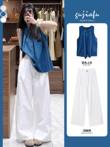 Dopamine Summer Outfit Two-Piece Set Pure Freshness Fashionable Korean Style Sleeveless A-Line Midi Dress for Young Women