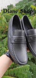 New Mens black shoes waterproof rubber slip-on student black shoes non-slip flat black shoes 0105523