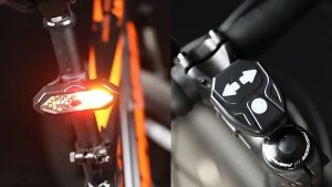 Lampu Belakang Sepeda Nirkabel USB Recharge Lampu Sein Sepeda Remote Control Peringatan Keselamatan