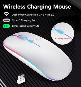 Wireless Rechargeable Mouse With LED Backlight  Bluetooth Gaming Mouse Suitable For MAC/Laptop/PC/Windows