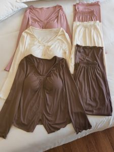 Bộ Đồ Ngủ Modal Mùa Xuân Thu Cho Nữ Tay Dài Quần Dài Có Đệm Ngực Gợi Cảm Mỏng Mặc Ở Nhà Có Thể Mặc Ngoài Trời