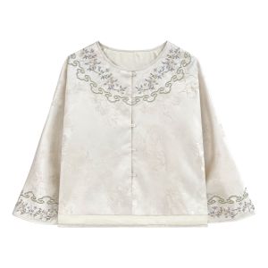 JK&JS | Cloud Ting Warm New Chinese Style Embroidery Heavy Work Loose Round Neck Collar Traditional Female Outerwear Jacket Top